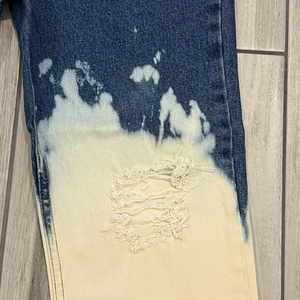 George Two Tone Jeans Straight Size 32X30 Ripped Fit - Picture 4 of 9